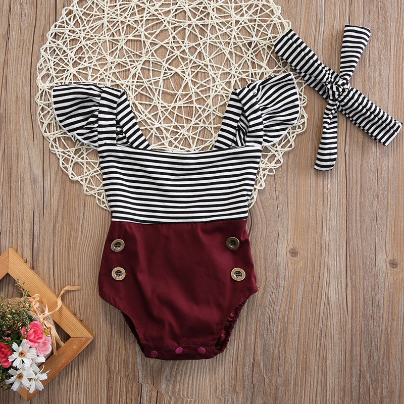 Baby Striped Romper Clothing Set 